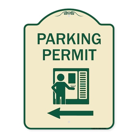 Parking Permit With Left Arrow Symbol Heavy-Gauge Aluminum Architectural Sign